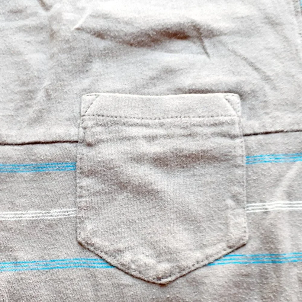 Gap Boys T-Shirt Gray Blue Stripe Pocket Short Sleeve Large 10
